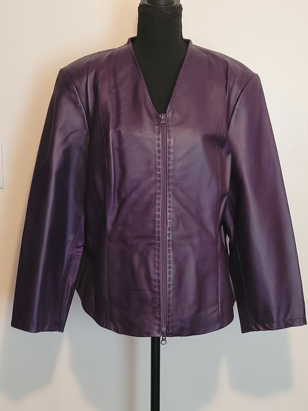 Terry Lewis Classic Luxuries Purple Leather Zip Jacket